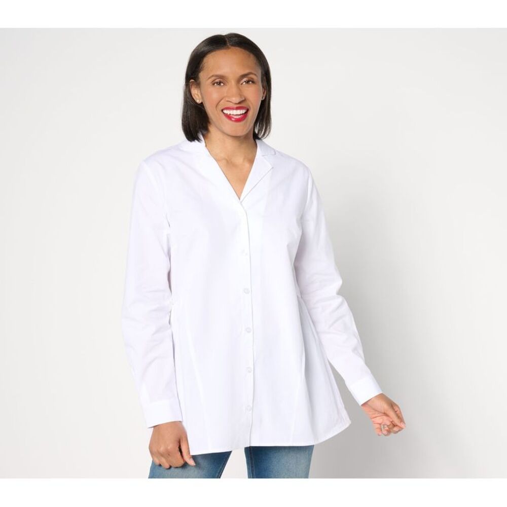 SUNNYLiFE Women's Top Petite 2XP Athena Woven Button-Front White A647367
